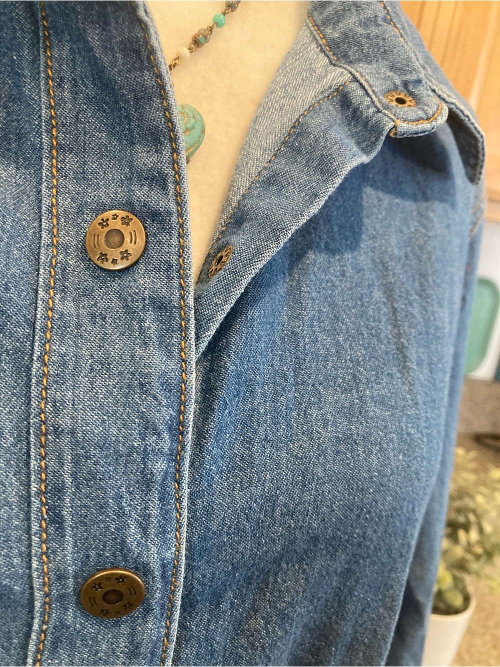 NorthStyle Denim 100% Button-Front Long Sleeve Dress - Picture 7 of 7